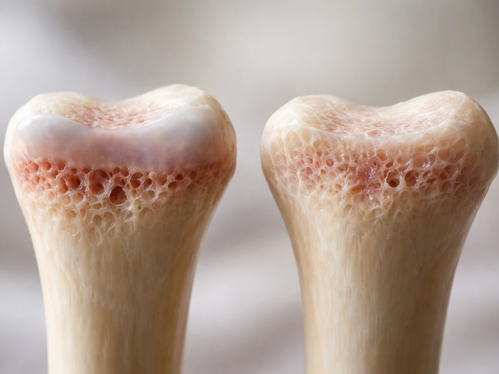 Close-up of a long bone end showing an open growth plate transitioning toward a fused plate.