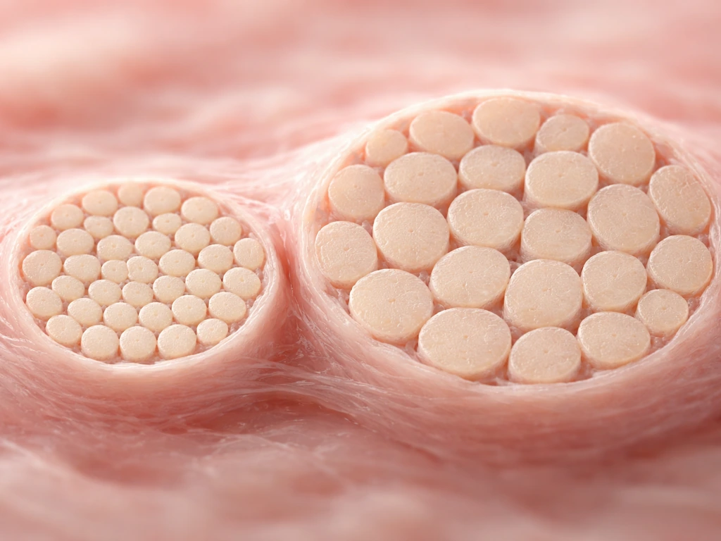 Macro-style view of two fiber cross-sections, emphasizing thicker fibers on the right side.
